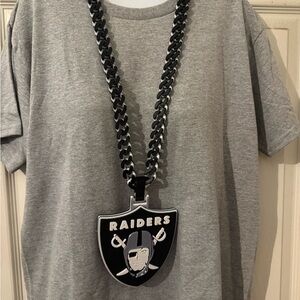NFL Raiders Black and Silver Pendant Necklace